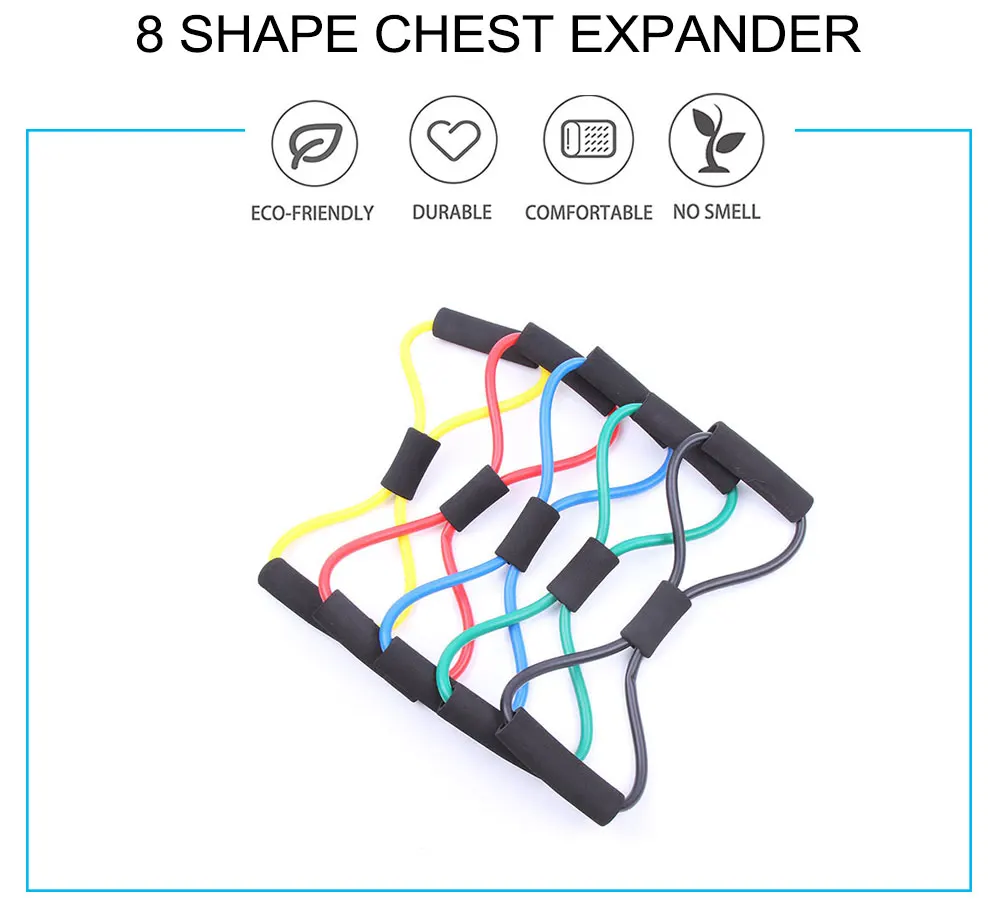 colorfully workout bands resistance bands stretch rope 8 shaped elastic tension rope chest expander for yoga pilates sport fitness