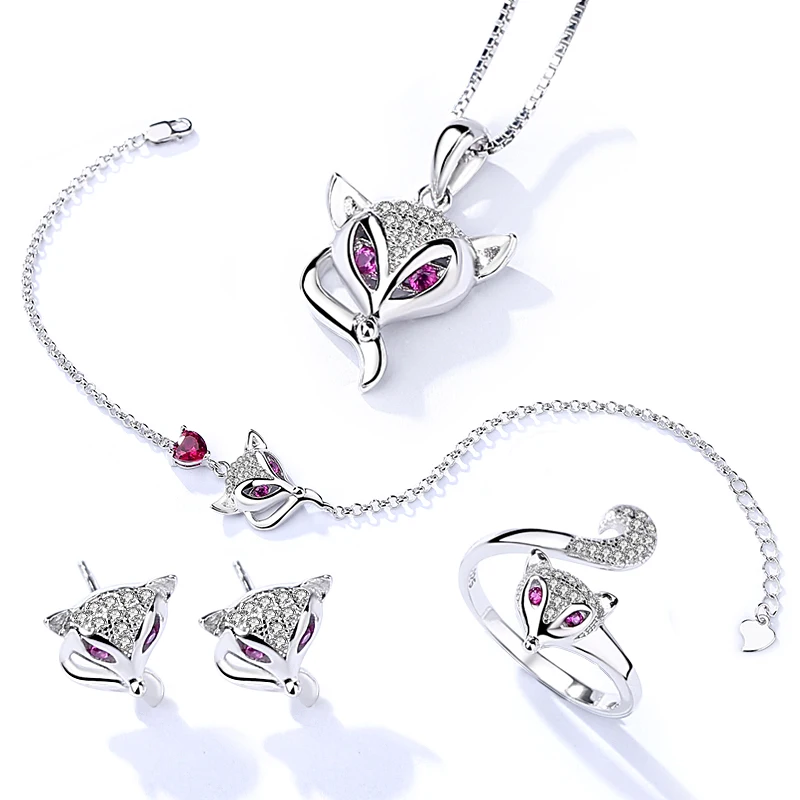 

China manufacturer silver fox shaped Jewelry set, White