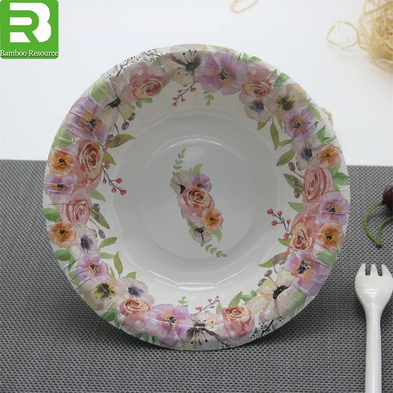 
Disposable printed take away paper salad bowl 