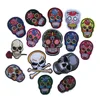 Fashion hot sale skull Embroidered Iron on Patches for Clothing DIY Motif Stripes Clothes Stickers Custom