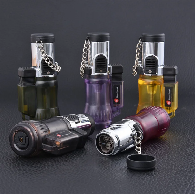 

Gas plastic Inflatable cigar lighter three flame, Mixed colors