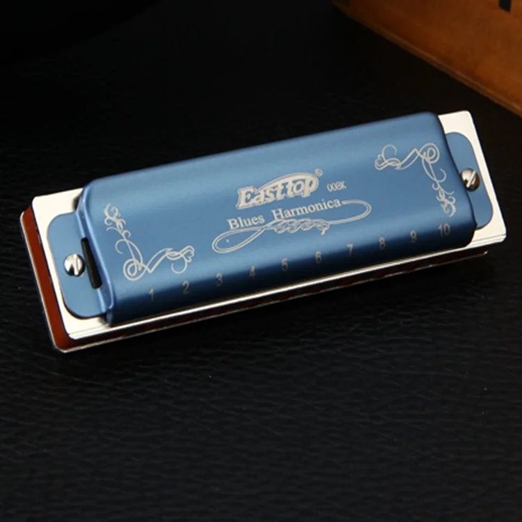 

EASTTOP T008K 10 hole blues harmonica musical instrument harmonica, Blue