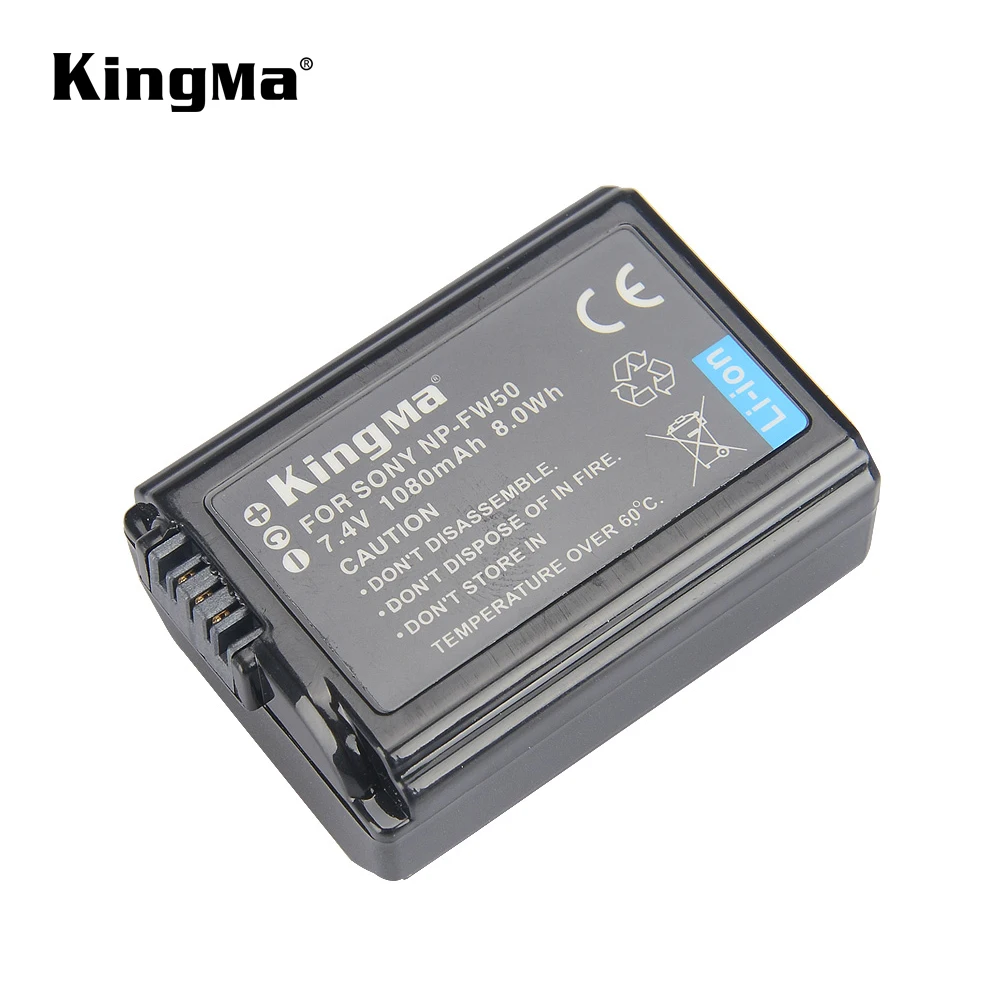 

KingMa Replacement camera battery NP-FW50 For Sony A6000 A6500 A6300 A7 A7II A7SII A7S A7S2 A7R A7R2 A7RII A55 A5100 RX10, Black