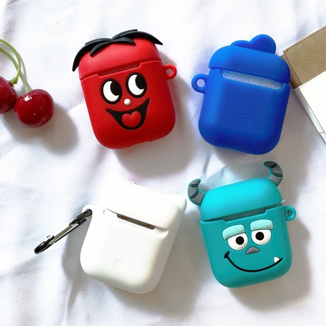 For Airpod Case Lovely Cute Cartoon Protective Silicone Cover With Hook
