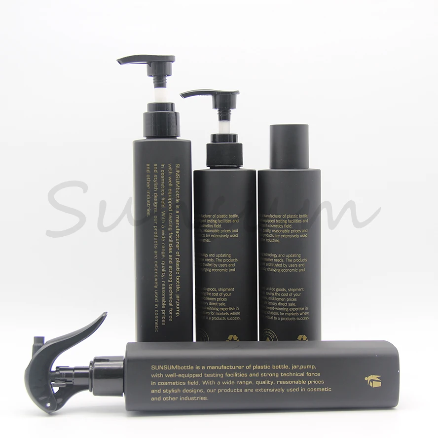 100ml 200ml Black Matte Pet Plastic Shampoo Bottle Foam Bottle Hair ...