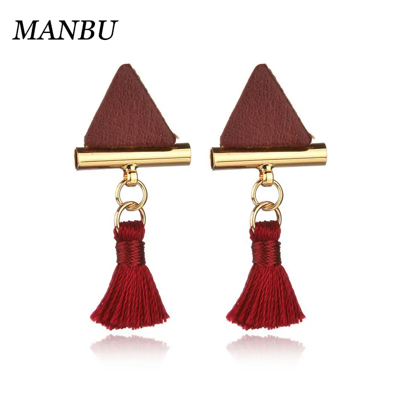 

leather earrings dangle drop earrings statement fashion earrings jeweries 12830, Gold color