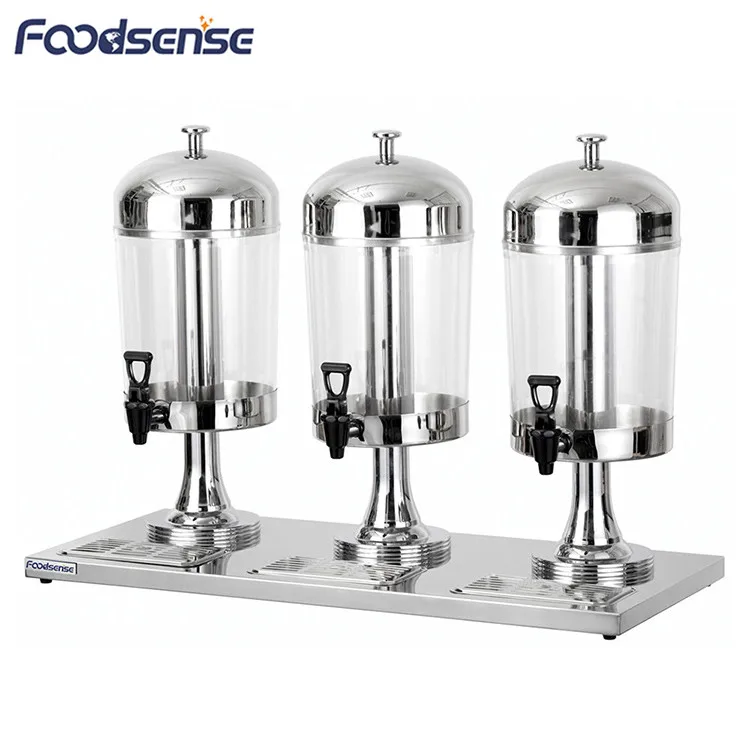 China Professional 3 Tank Stainless Steel +PC Commercial Juice Dispenser Machine For Hotel