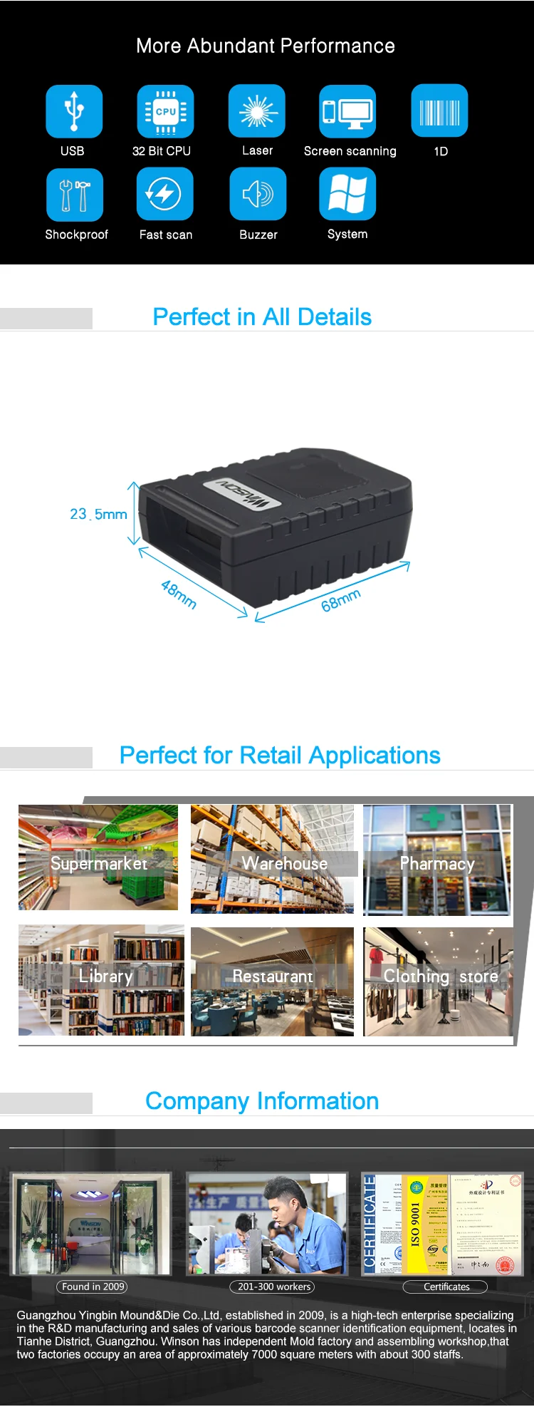 Barcode Reader Scanner Usb Laser 1D Barcode Reader Scanner Module