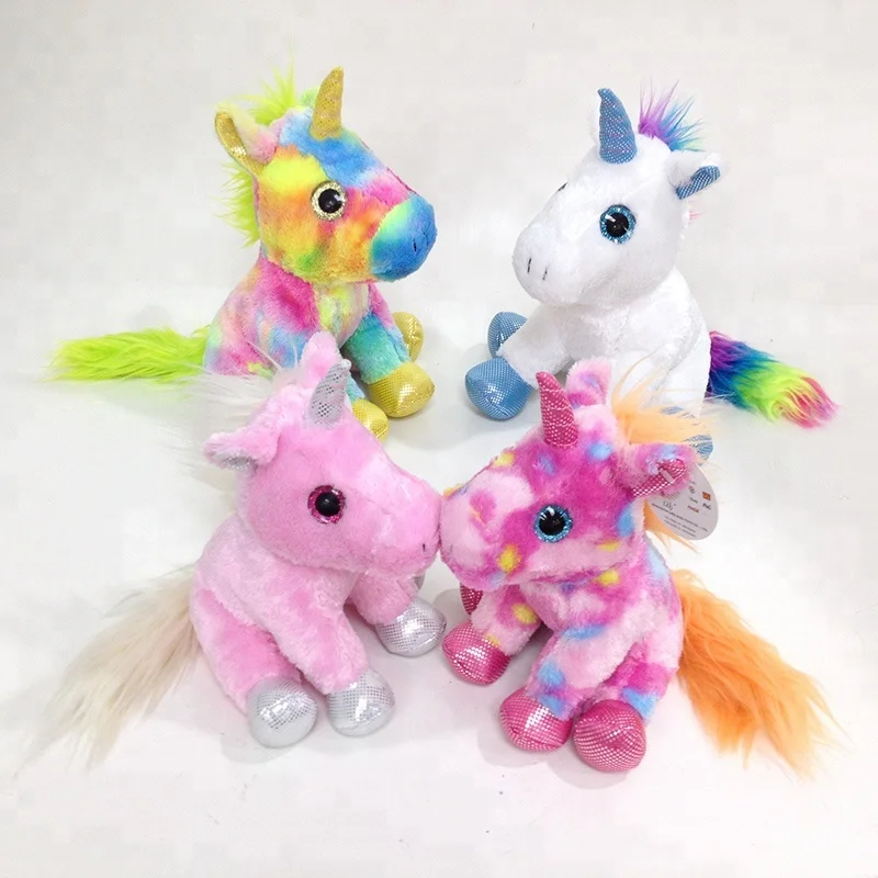 Buy Wholesale China Glitter Big Eyes Plush Rainbow Color Unicorn