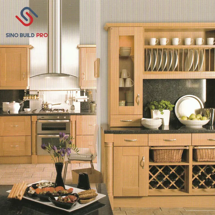 
Country side style oak wood modular kitchen cabinet 