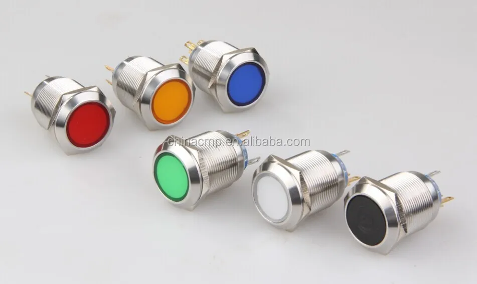 CMP 22mm metal colored button LED head illuminated push button switch IP67 custom symbol