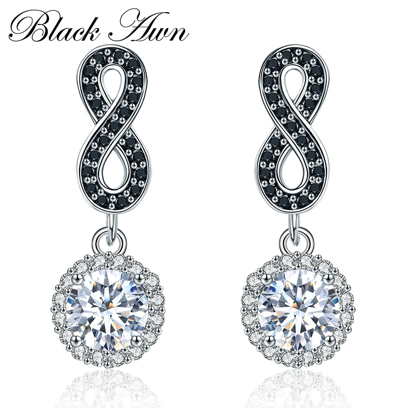 

[BLACK AWN] 925 Sterling Silver Fine Jewelry Trendy Engagement Stud Earring for Women Wedding Earrings T036