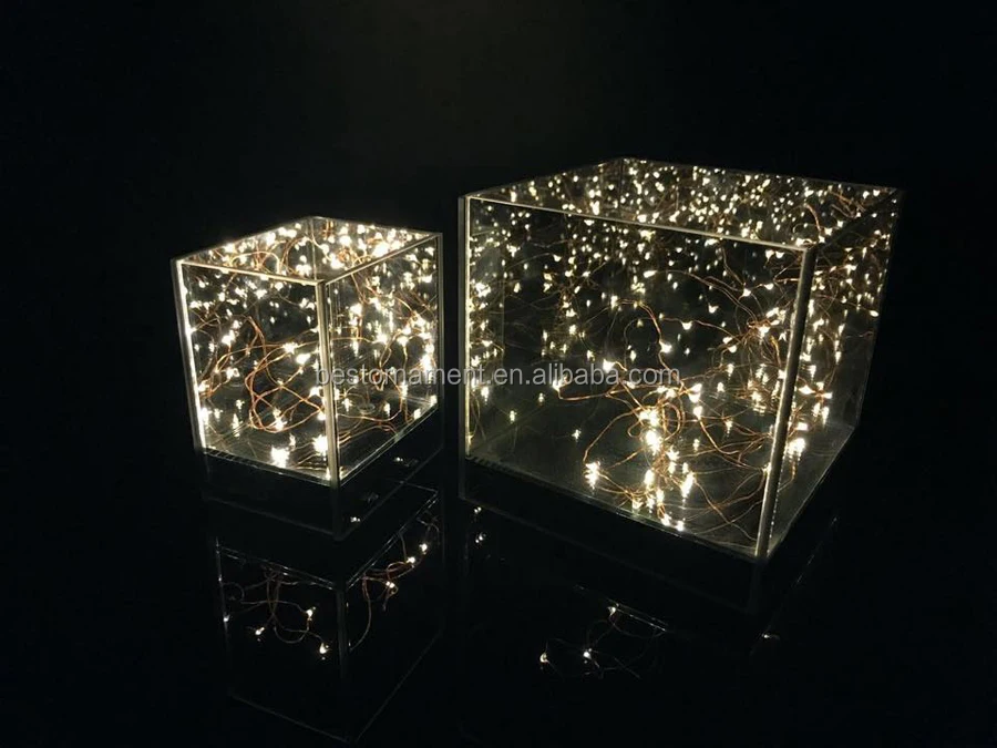 Infinity Glass Mirror Led Cube Decorative Centerpiece - Buy Infinity ...