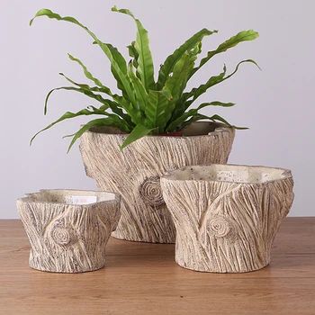 Hand Curved Indoor Outdoor Decoration Flowers Pots Home Decor
