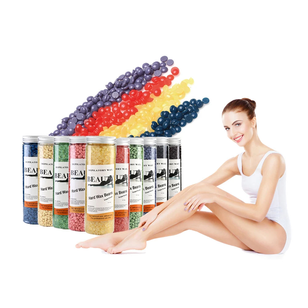 

400g Factory sales promotion high quality wax beans bottle wax 10 flavours painless depilatory wax, 10 colors