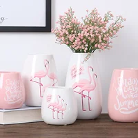 

Embossed Porcelain Elegance White Flamingo Ceramic Flower Vase