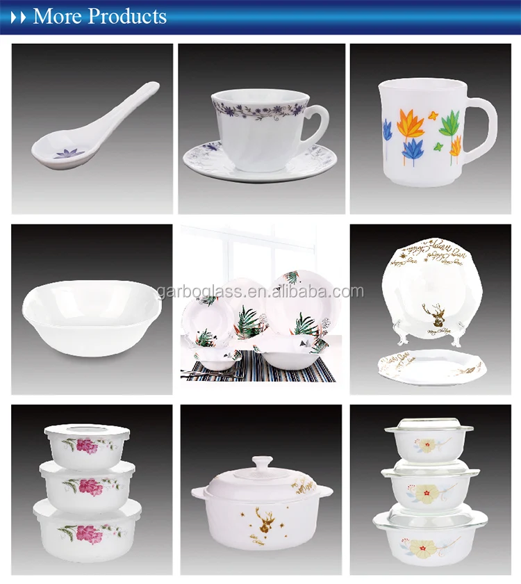 High Quality Opal Glassware 8.5 Inch Decal Plate Heat Resistant