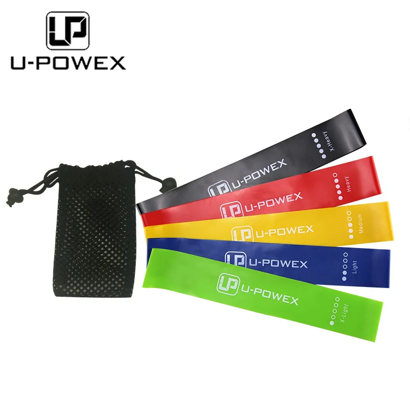 

Fitness rubber mini stretch fitness resistance loop bands, Green blue yellow red black