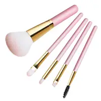 Profesional de cosméticos maquillaje belleza OEM Rosa mango de madera de 5 pcs pinceles de maquillaje conjunto