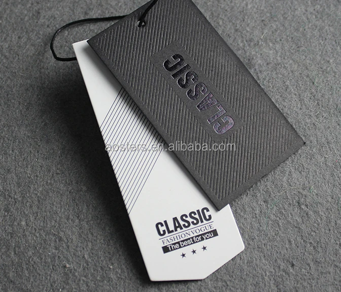 

Black card stock clothing paper hang tag with UV glossy swing tag