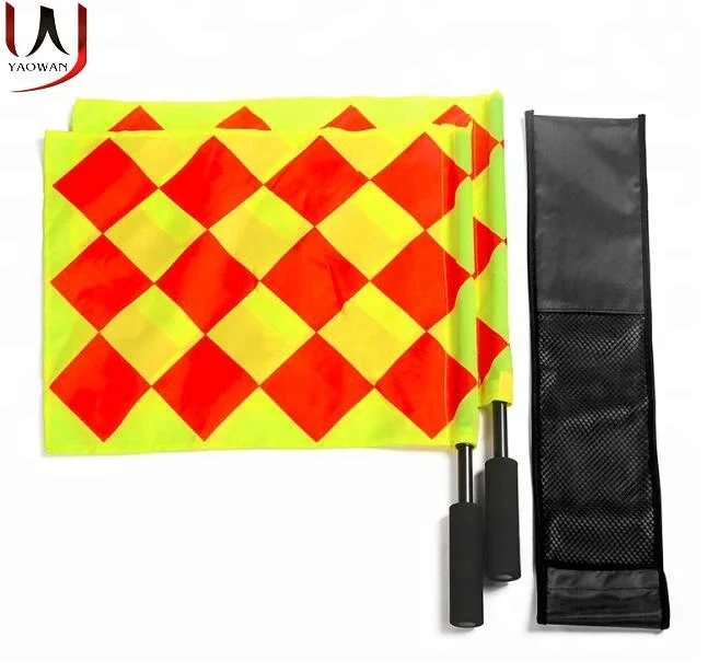 

Two pcs packed waterproof football soccer referee linesman hand flag athletic sport game flag, Yellow/red standard