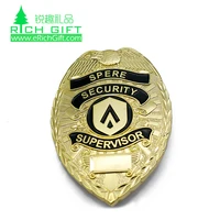 

High quality custom logo metal zinc alloy die casting shield shaped detective security badge