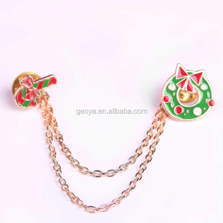 

Wholesale Alloy Christmas gift shoulder brooch pin with chains