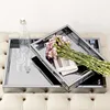Clear fancy decorative glass mirrored coffee table plate trays