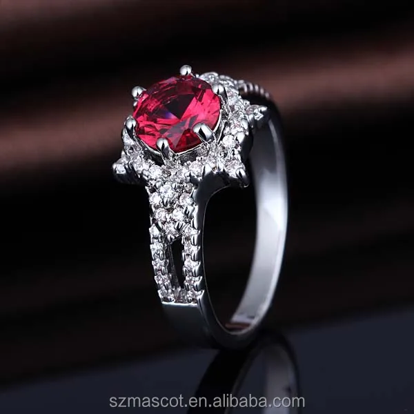 

2018 New Gift 925 Silver CZ Crystal Ruby Diamond handmade Wedding Ring