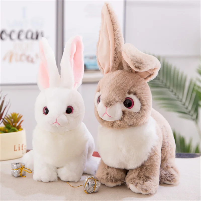 

Stuffed toy rabbit wholesale lifelike big eyes  rabbit stuffed toy new design stuffed animal plush rabbit, Gray, white, brown