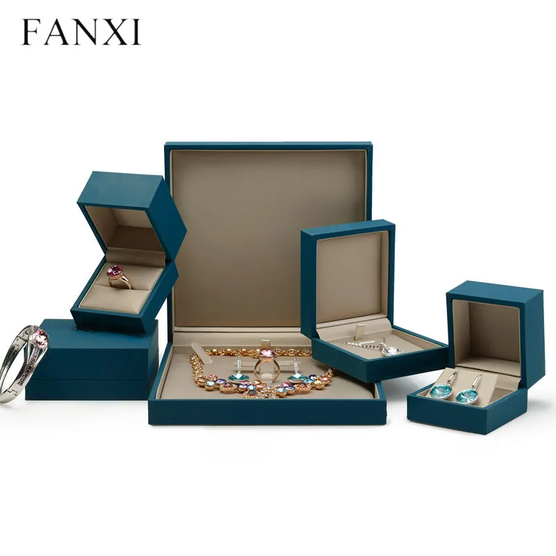 

FANXI Green Fancy Leatherette Paper Packing Boxes Silk insert For Ring Necklace Jewelry Gift Packaging Custom Logo Bracelet Box, N/a
