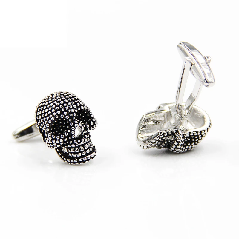 

Steam punk antique silver plated skull brass metal cufflinks, As pictures