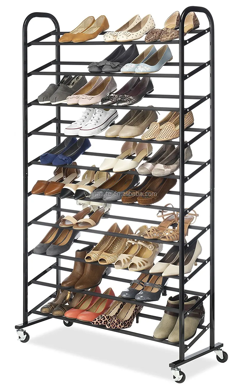 metal rolling shoe rack on Metal Frame Shoe Rack With Anti Slip Tube 50 Pairs Rolling Shoes Rack And Chrome Shoes Tower Buy Shoe Rack 10 Tiers Rolling Shoe Rack 50 Pairs Metal Rolling Shoes Rack Product On