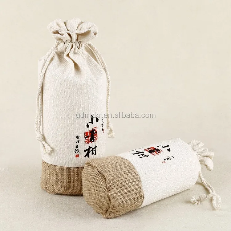 

handmade cotton Nature Jute Burlap Drawstring Gift Bag goods advertising bag packing bag, Any color as customer request