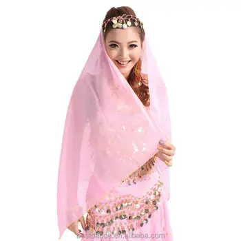 Bestdance Indian Pink Wedding Veil Belly Dance Costume Silk Veil
