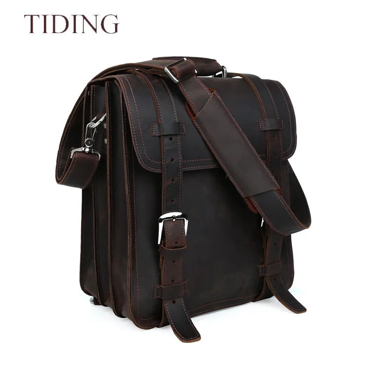 Tiding Brand Genuine Top Cow Leather Laptop Bag Men Square Modern ...