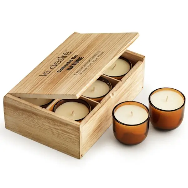 Wooden Candle Packing Gift Box Set With Dividers For 6 Candles - Buy