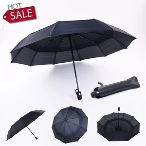 Windproof Automatic 3Folding Umbrella double canopy wholesale travel umbrella