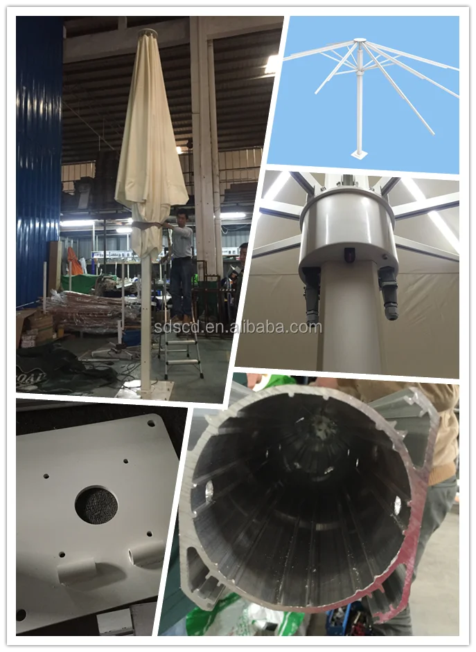 Hight quality Beach aluminum parasol USB  Supply support outdoor Umbrella