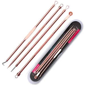 FEITA 4Pcs/set Blackhead Tweezers Kit,Pimple Acne Blemish Removal Tools,Blackhead Remover Comedone Extractor