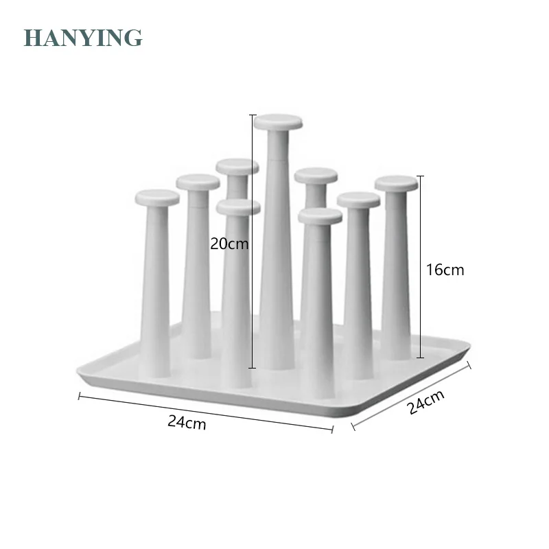

Freedi Plastic Glass Cup Rack Water Mug Drain Dry Organizer Drying Rack Holder Stand Nine Cups Home Supplies Kitchen, White khaki grey