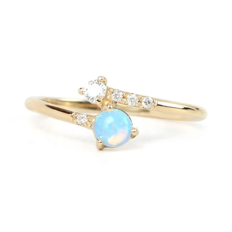 

Fashion 925 silver blue opal jewelry latest gold ring designs for girls