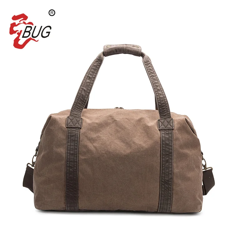 

New Design Custom Logo Large Capacity Sports Gym Weekend Canvas Travel Duffle Bag With High Quality, Dark brown