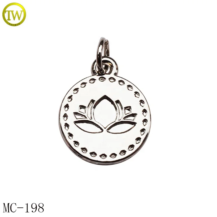 

Wholesale circle engraved logo metal necklace pendant jewelry hang tags supplier, Not fade/keep color long time