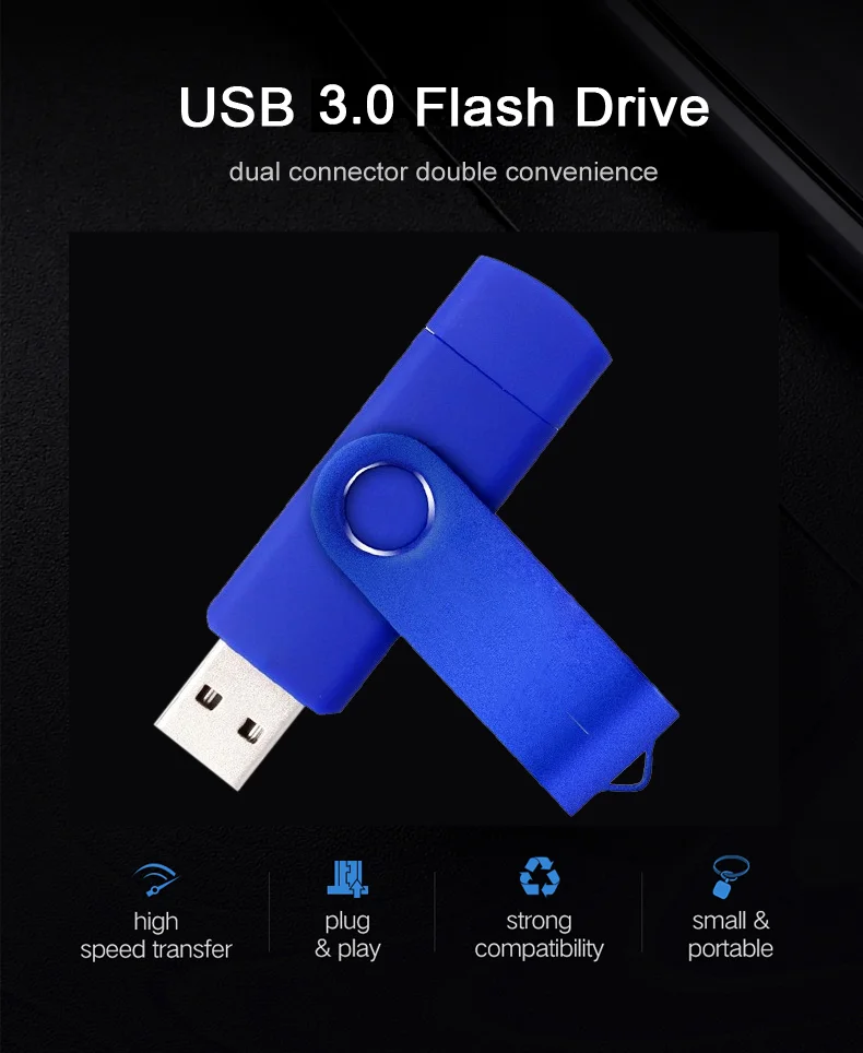 Customized Logo Private Label Plastic Case Swivel Twister Rotated 2 In 1 Otg Usb-C Tv Customized Usb Flashdrive Stick - ANKUX.COM