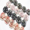 2.5" Print Shabby Chic Flower Trim by the yard, vintage pink dots/floral chiffon fabric hair flowers trim