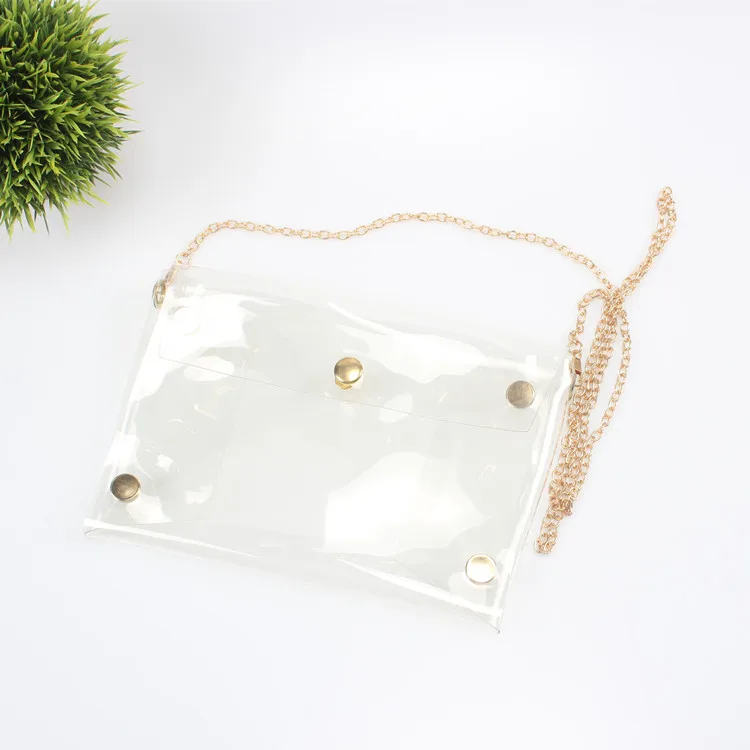 Source Clear PVC Vinyl Plastic Transparent envelope Clutch Beach