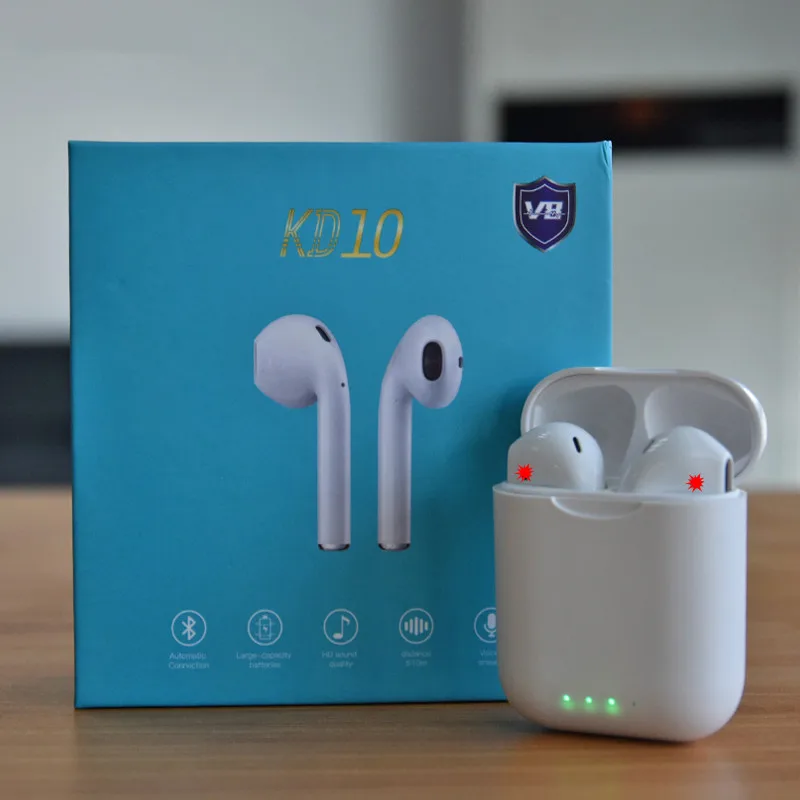 

KD10 TWS New 5.0 Earphone Touch control Earbuds support Wireless charging PK V8 headset headphone