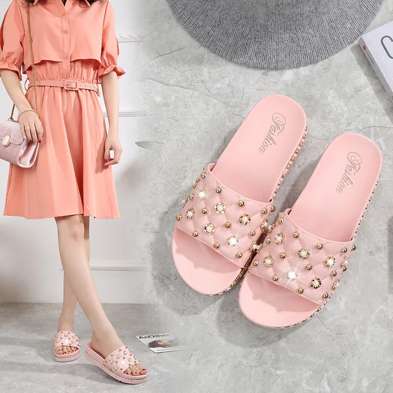 

Spring 2019 new high-heeled slipper women's fashion outdoor platform sandals single shoes women's popular logo