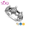 Sterling Silver tortoise shell resin jewelry Women's Family Triple Turtle Ring